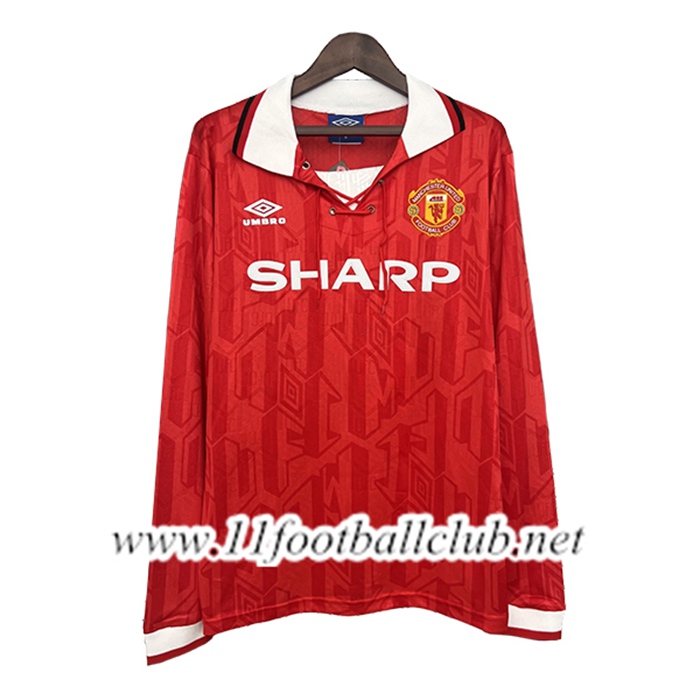 Maillot de Foot Manchester United Retro Domicile Manches Longues 1992/1994