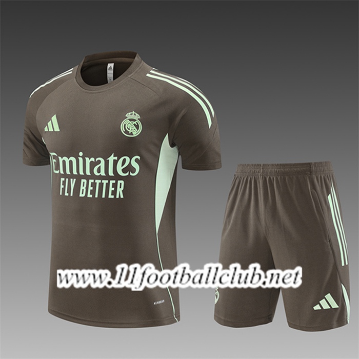 Ensemble Training T-Shirts Real Madrid Enfant Brun/Vert 2025/2026