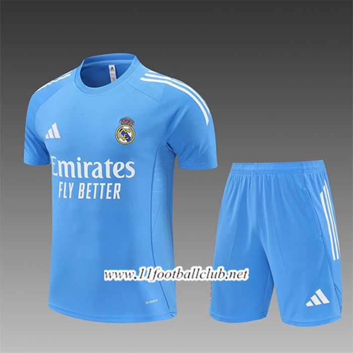 Ensemble Training T-Shirts Real Madrid Enfant Bleu Clair 2025/2026