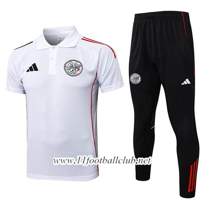 Ensemble Polo Foot Ajax Blanc/Rouge/Noir 2025/2026