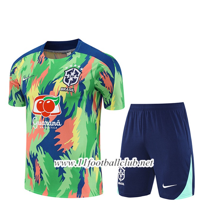 Ensemble Training T-Shirts Brésil Vert/Bleu/Jaune 2025/2026