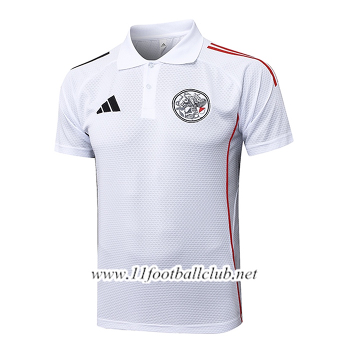 Polo Foot Ajax Blanc/Rouge/Noir 2025/2026