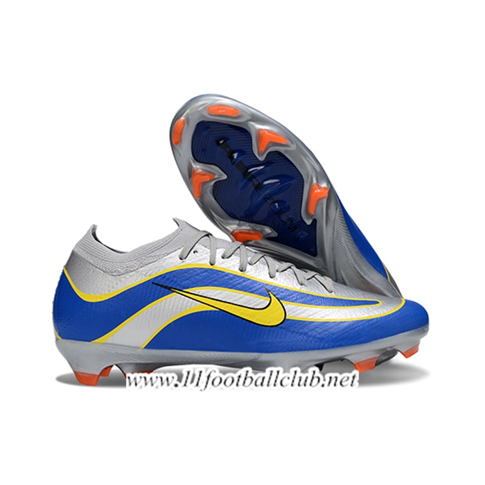 Nike Chaussures de Foot AIR Zoom Mercurial Vapor 16 Elite XXV FG Gris/Bleu/Jaune