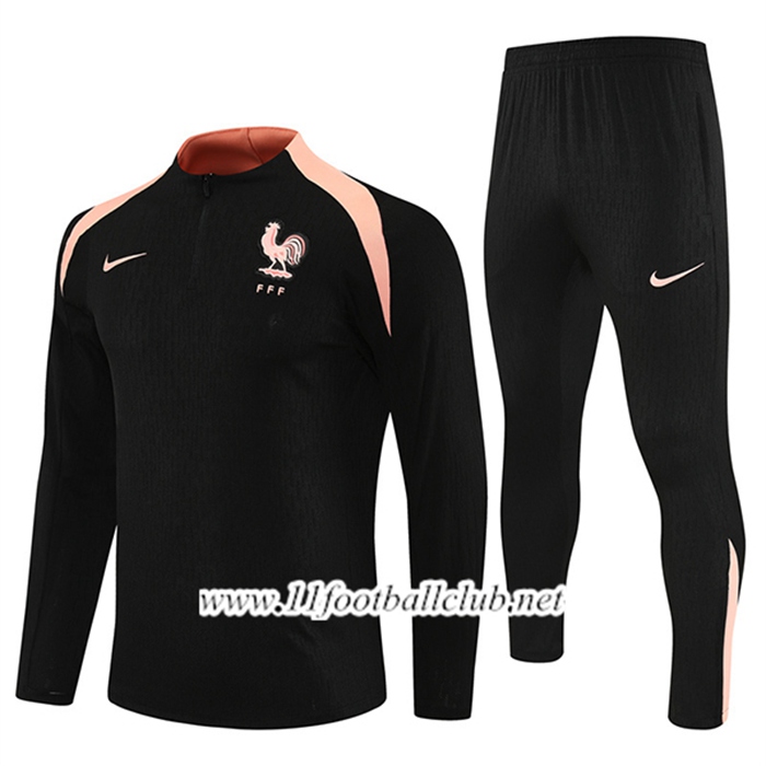 Ensemble Survetement de Foot France Noir/Rose 2025/2026