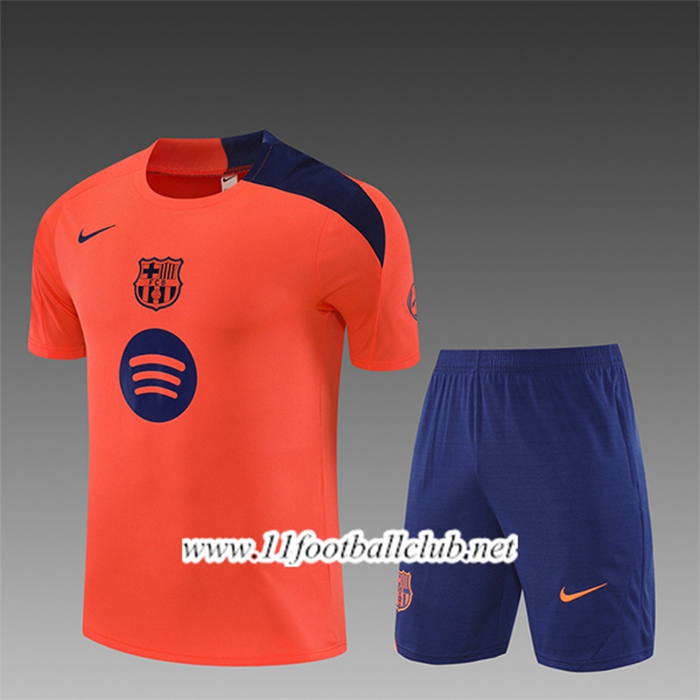 Ensemble Training T-Shirts FC Barcelone Enfant Orange/Pourpre 2025/2026