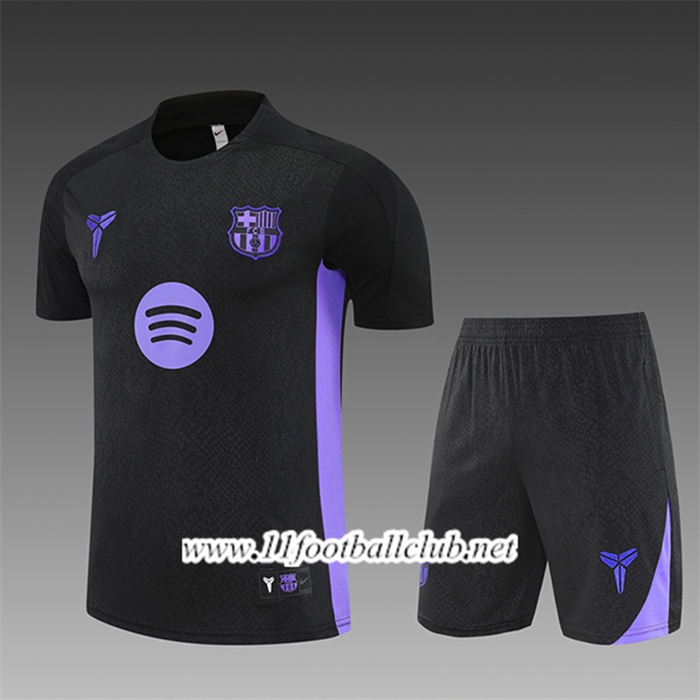 Ensemble Training T-Shirts FC Barcelone Enfant Noir/Pourpre 2025/2026