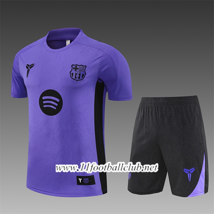 Ensemble Training T-Shirts FC Barcelone Enfant Pourpre/Noir 2025/2026