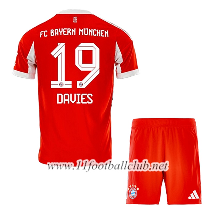Maillot de Foot Bayern Munich (DAVIES #19) Enfant Domicile 2025/2026