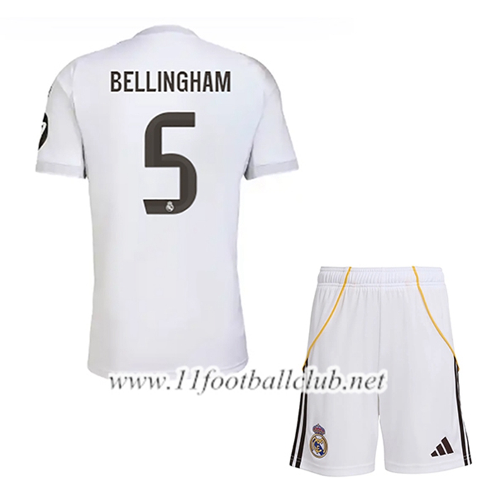 Maillot de Foot Real Madrid (BELLINGHAM #5) Enfant Domicile 2025/2026