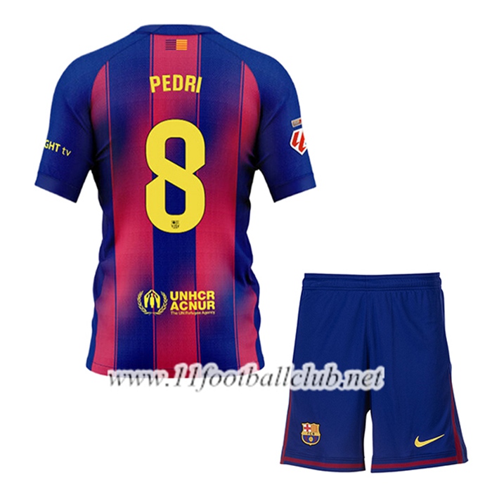 Maillot de Foot Barcelone (PEDRI #8) Enfant Domicile 2025/2026