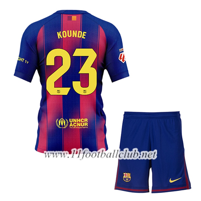 Maillot de Foot Barcelone (KOUNDE #23) Enfant Domicile 2025/2026