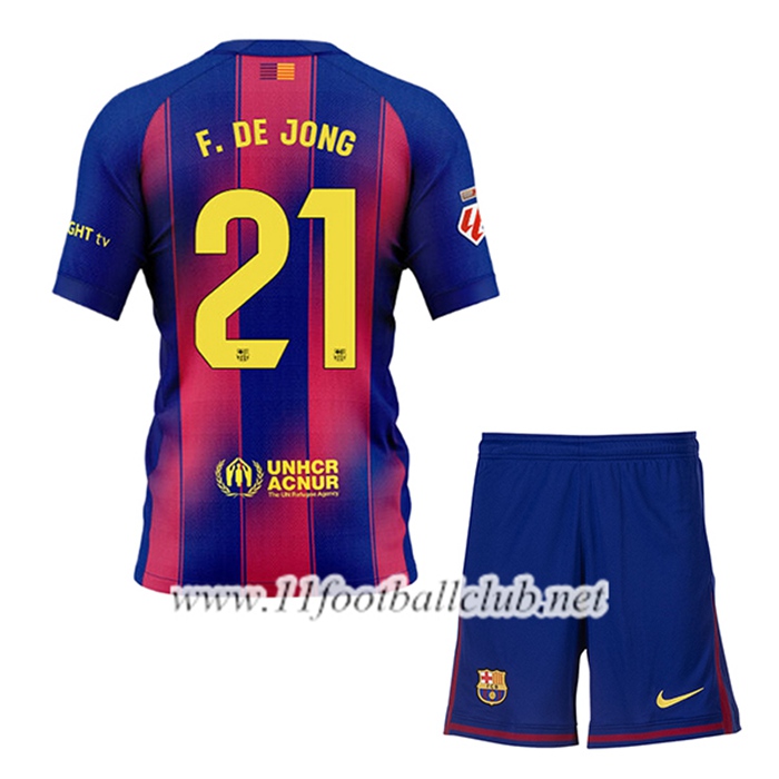 Maillot de Foot Barcelone (F. DE JONG #21) Enfant Domicile 2025/2026