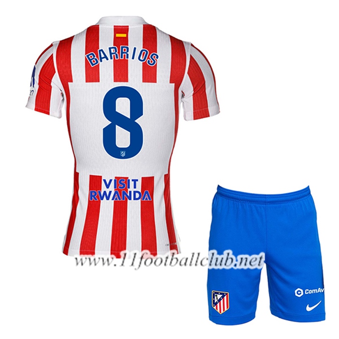 Maillot de Foot Atletico Madrid (BARRIOS #8) Enfant Domicile 2025/2026