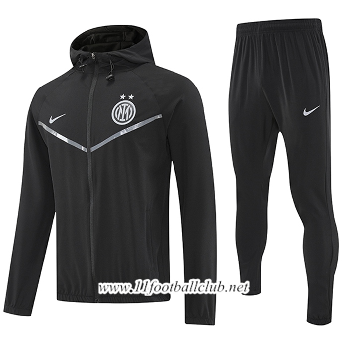 Ensemble Survetement Veste A Capuche Coupe-Vent Inter Milan Noir 2025/2026