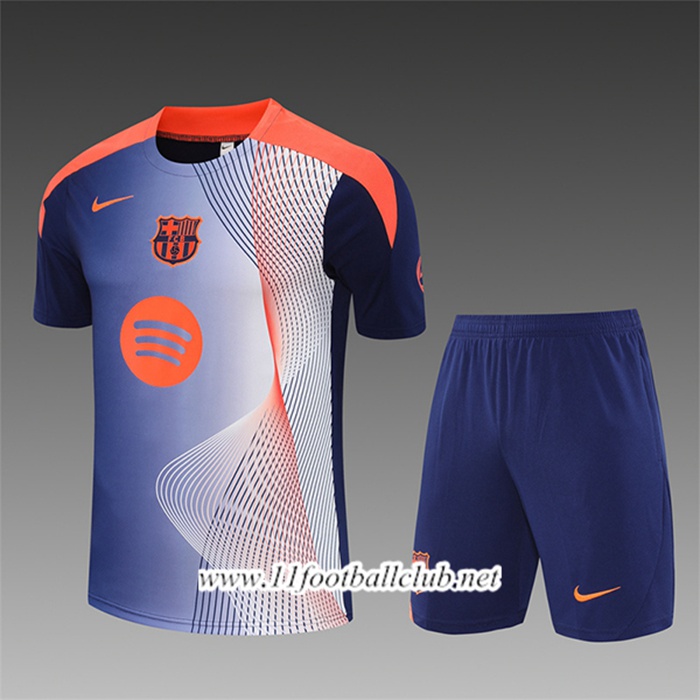 Ensemble Training T-Shirts FC Barcelone Enfant Bleu/Orange 2025/2026