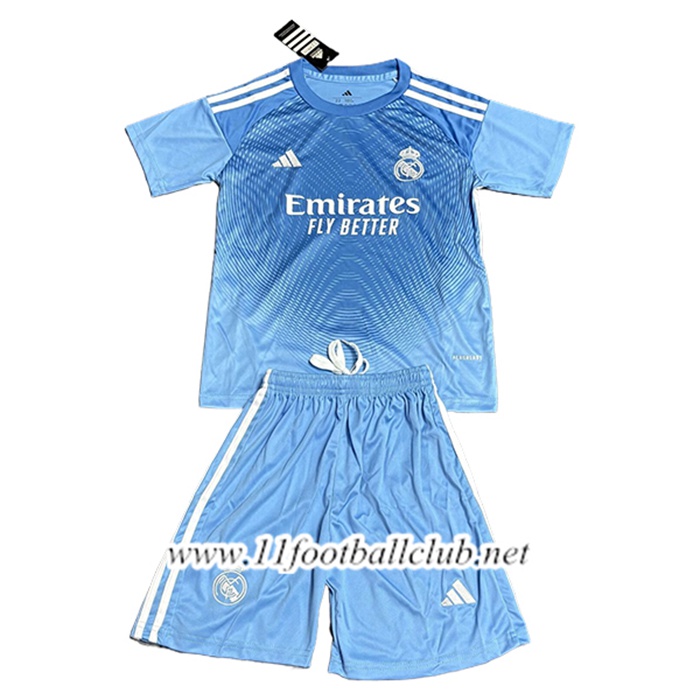 Maillot de Foot Real Madrid Enfant Gardien De But Bleu Clair 2025/2026