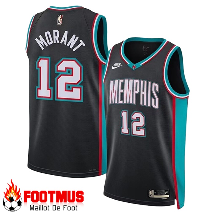 Maillot Detroit Pistons (MORANT #12) 2025/26 Noir/Bleu/Rouge