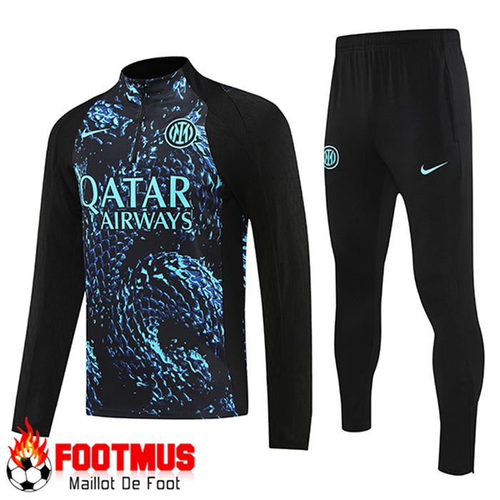 Ensemble Survetement de Foot Inter Milan Noir/Bleu 2025/2026 -02
