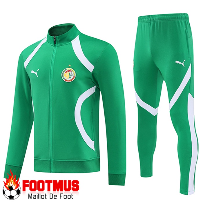 Ensemble Survetement de Foot Veste Foot Sénégal Vert/Blanc 2025/2026