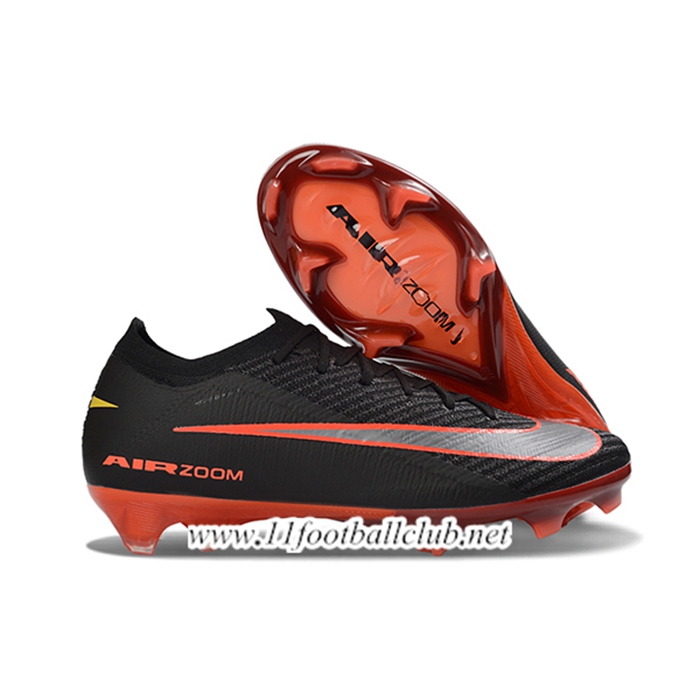 Nike Chaussures de Foot AIR Zoom Mercurial Vapor 16 Elite XXV FG Noir/Orange