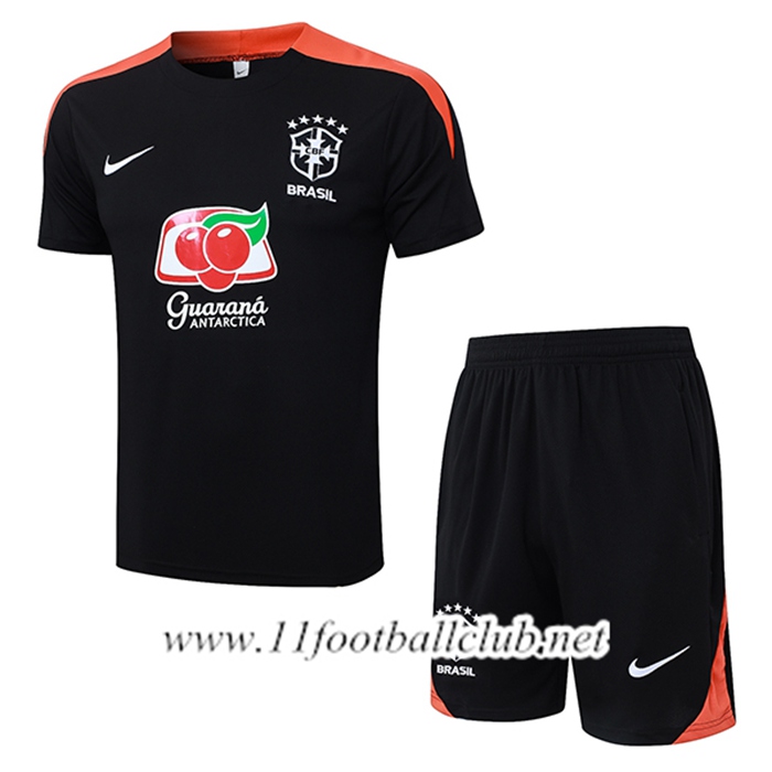 Ensemble Training T-Shirt Brésil Noir/Orange 2025/2026