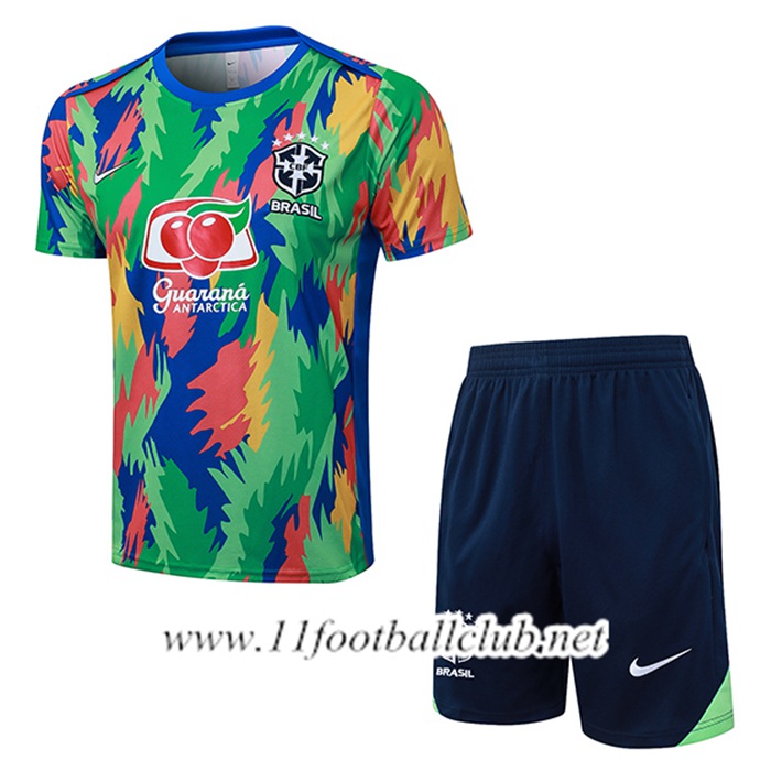 Ensemble Training T-Shirt Brésil Vert/Bleu 2025/2026