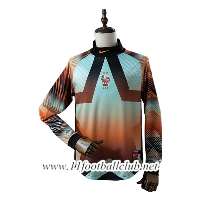 Maillot Equipe Foot France Manches Longues Gardien De But Vert/Orange 2026/2027