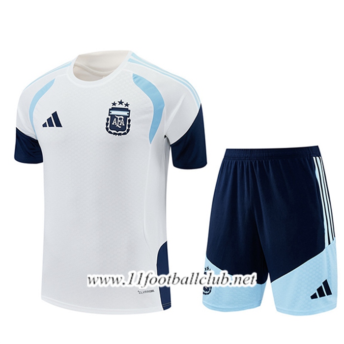 Ensemble Training T-Shirt Argentine Blanc/Bleu 2025/2026