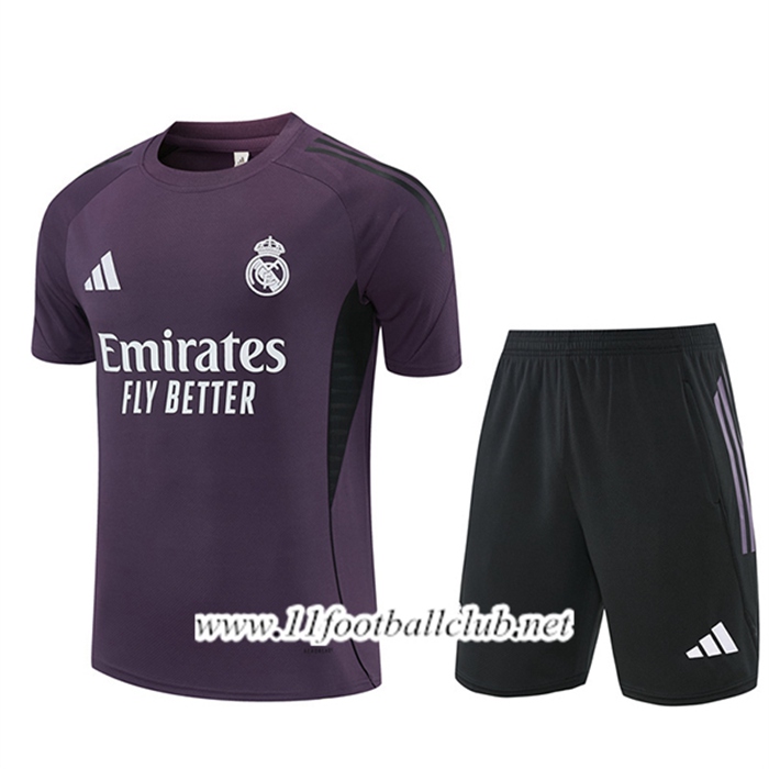 Ensemble Training T-Shirt Real Madrid Pourpre/Noir 2025/2026