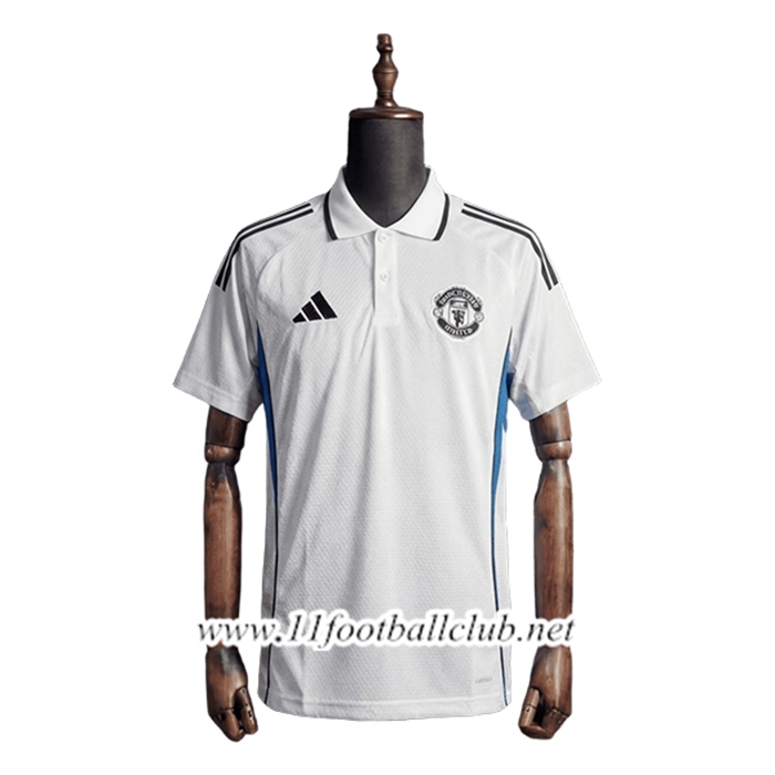 Polo Foot Manchester United Blanc/Noir/Bleu 2026/2027