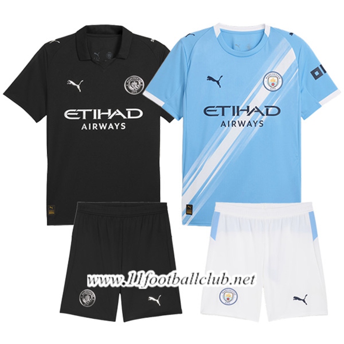 Maillot Manchester City Coffret Cadeau Promotionnel Domicile + Exterieur + Short 2025/2026