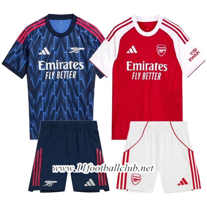 Maillot Arsenal Coffret Cadeau Promotionnel Domicile + Exterieur + Short 2025/2026