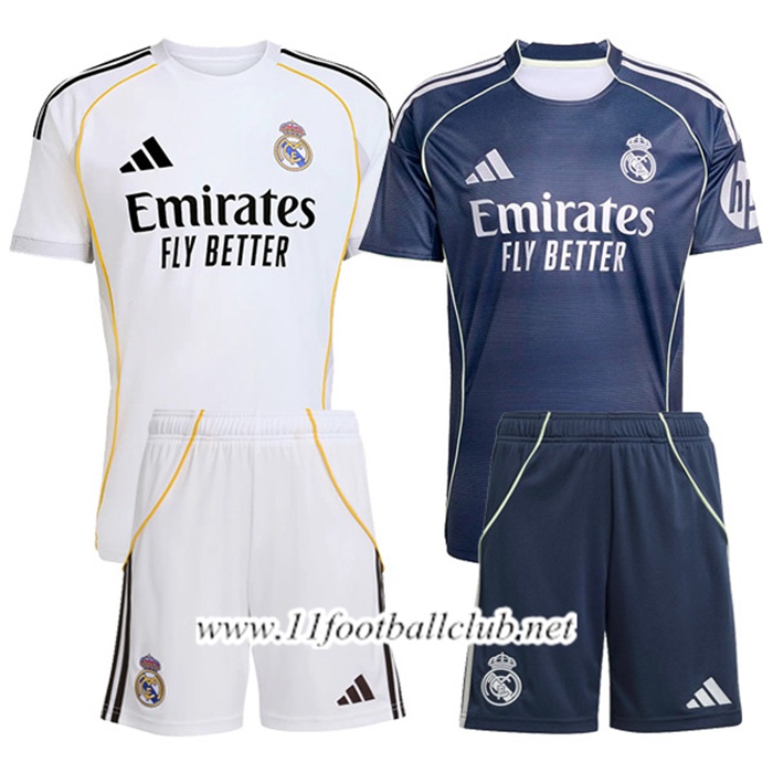 Maillot Real Madrid Coffret Cadeau Promotionnel Domicile + Exterieur + Short 2025/2026