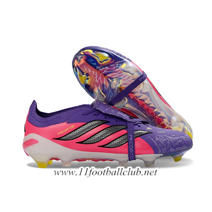 Adidas Chaussures de Foot 26 Predator Elite Tongue FG Pourpre/Rose/Gris