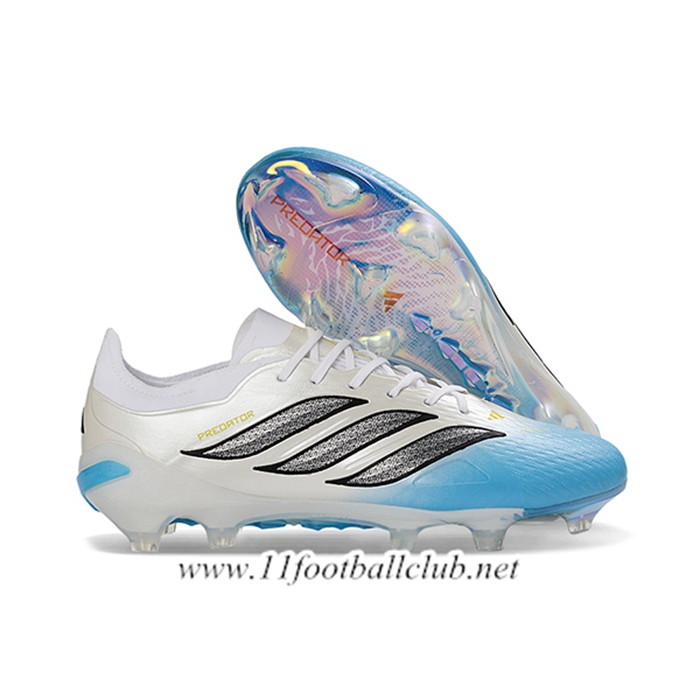 Adidas Chaussures de Foot 26 Predator Elite FG Blanc/Bleu/Gris