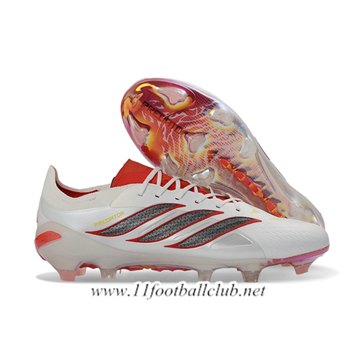 Adidas Chaussures de Foot 26 Predator Elite FG Blanc/Orange/Gris
