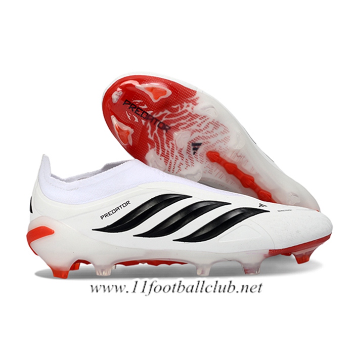 Adidas Chaussures de Foot 26 Predator Elite LL FG Blanc/Noir/Rouge