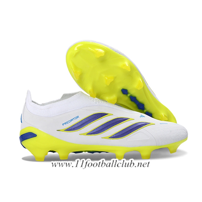 Adidas Chaussures de Foot 26 Predator Elite LL FG Blanc/Jaune/Pourpre