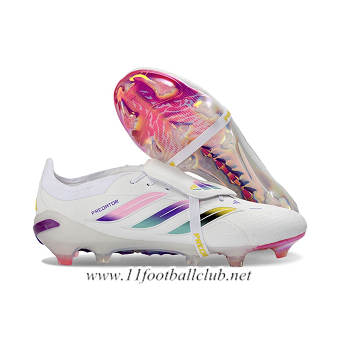 Adidas Chaussures de Foot 26 Predator Elite Tongue FG Blanc/Rose