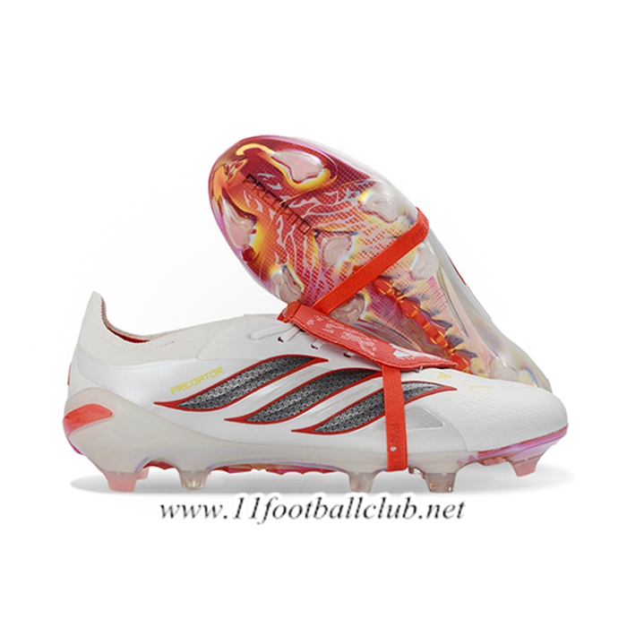 Adidas Chaussures de Foot 26 Predator Elite Tongue FG Blanc/Orange/Gris