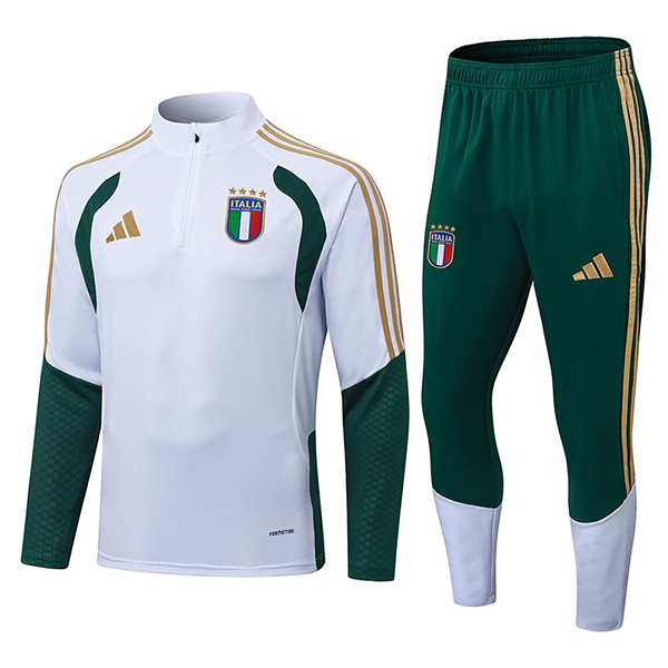 Ensemble Survetement de Foot Italie Blanc/Vert/Jaune 2025/2026