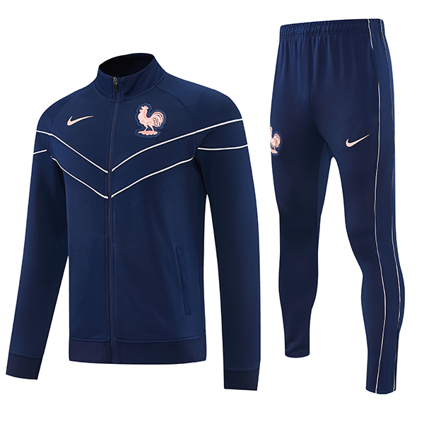 Ensemble Veste Survetement de Foot France Bleu Foncé 2025/2026