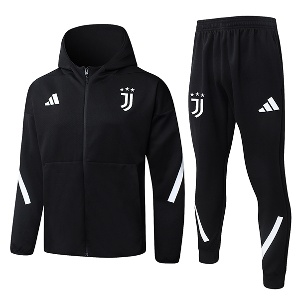 Ensemble Survetement Veste A Capuche Coupe-Vent Juventus Noir/Blanc 2026/2027