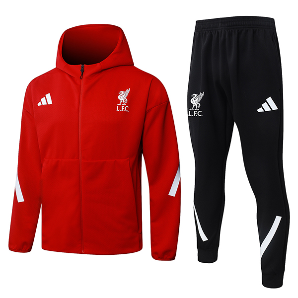Ensemble Survetement Veste A Capuche Coupe-Vent FC Liverpool Rouge/Blanc 2025/2026