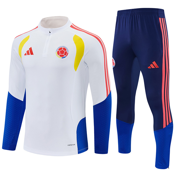 Ensemble Survetement de Foot Colombie Blanc/Orange/Bleu 2026/2027