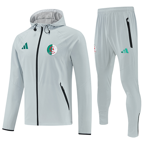 Ensemble Survetement Veste A Capuche Coupe-Vent Algeria Gris 2026/2027