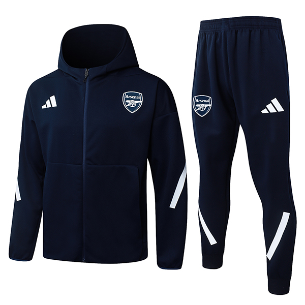 Ensemble Survetement Veste A Capuche Coupe-Vent Arsenal Bleu Royal 2025/2026