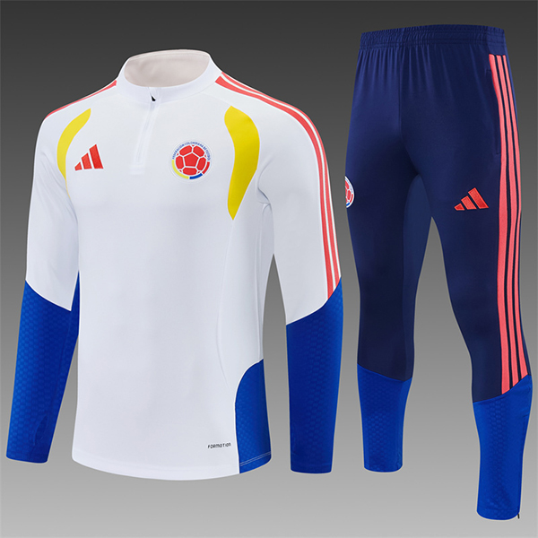 Ensemble Survetement de Foot Colombie Blanc/Orange/Bleu 2026/2027