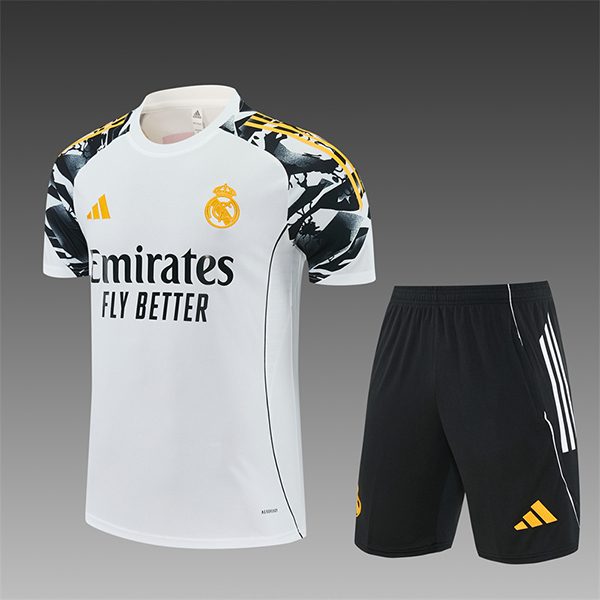 Ensemble Training T-Shirt Real Madrid Enfant Blanc/Noir/Jaune 2025/2026