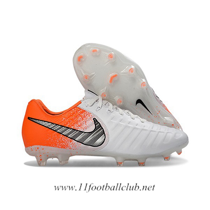 Nike Chaussures de Foot Tiempo Legend VII Elite LUXE FG Orange/Blanc/Gris
